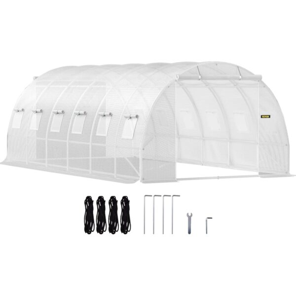 Invernadero Túnel VEVOR PE Acero 6.1x3x2.1 m con Ventanas